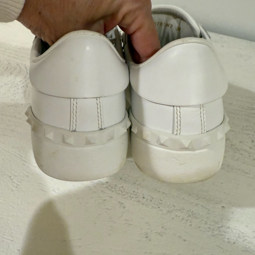 Valentino White and Pink Sneakers with Minimal Rockstuds on heel - Picture 9 of 9